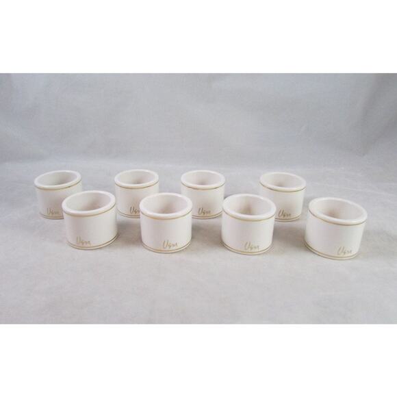 VERA Neumann Set of 8 Napkin Rings Holders White Table Display Place Setting - Picture 2 of 4